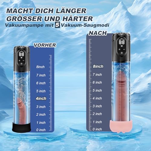 Penispumpe zur Penisvergrößerung-Multifunktionales Sex Spielzeug für die Männer mit Mini-Taschenmuschi, Penis Pumpe Masturbieren für Männer mit 5 Saugstufen 5 Trainingsmodi,Sex Toys mit 8-teiligem Set