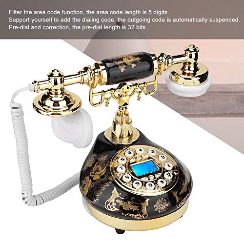 Teléfono Retro Antiguo de Cerámica Negro Oro miniatura 2