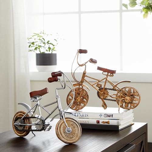 Escultura decorativa de bicicletas de metal, set de 2 piezas miniatura 5