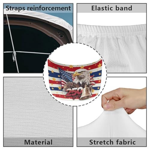Image of 250th Anniversary USA Car Hood Cover Stretchable Polyester,Engine Cover，Elastic Fabrics Can be Washed,Car Bonnet All-Season Protection