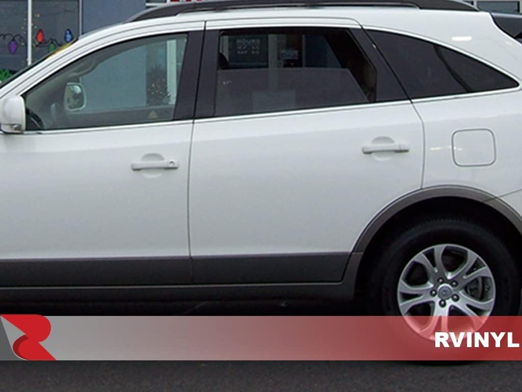 Rvinyl Pillar Post Pre Cut Window Trim Kits in Gloss Black Compatible with Hyundai Veracruz 2007-2012 - Adhesive Backs