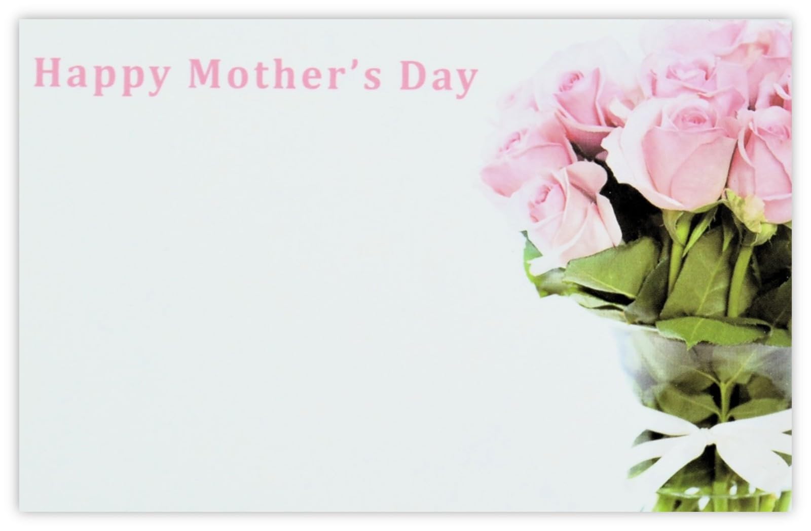 celloexpress Happy Mother's Day (Light Pink Roses) Flower Message Cards - 60mm x 90mm - Mother's Day Florist Card Gift Notes (Pack of 100)