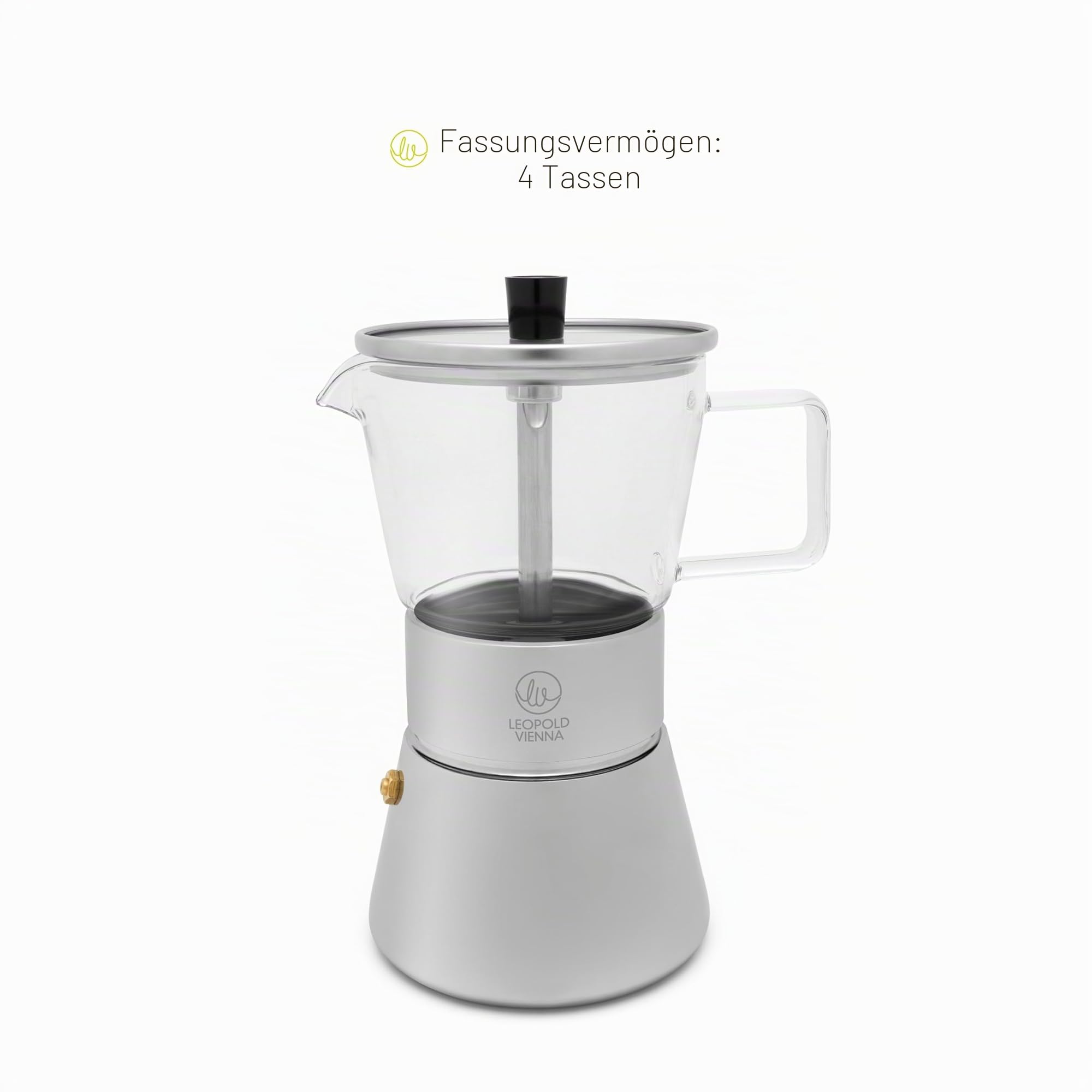 Leopold Vienna Espressokocher Induktion Edelstahl Kaffeezubereiter mit Edelstahl-Filter für 4 Tassen Espresso - für besten Kaffeegenuss