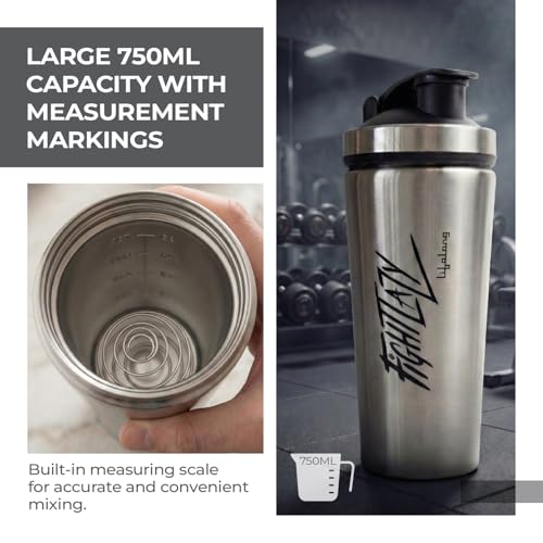 Image of Lifelong Steel Gym Shaker Bottle | Stainless Steel Protein Shaker | 100% Leakproof Sipper Bottle | Pre Workout Shaker with Measurement Markings | Protein Shake Mixer Bottle | 750 ml