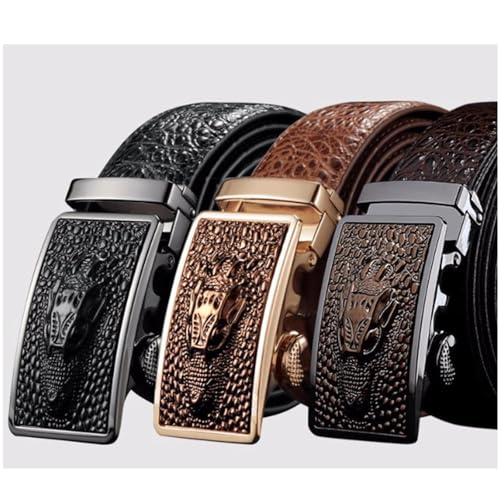 Rieort Classic Mens Belt Automatic Alloy Buckle Belt Men Realistic Crocodile Pattern Men's Belts For Dress Casual Men's Belt3