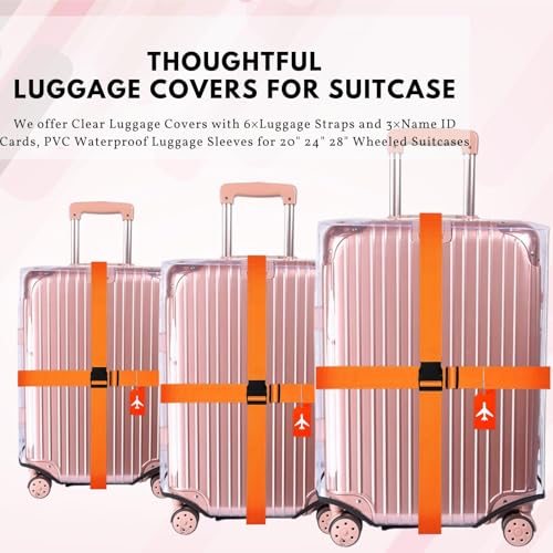 3 PCS Clear Suitcase Covers for Luggage, 20" 24" 28" Luggage Protector Suitcase Cover TSA Approved Waterproof Transparent PVC Protector (20"+24"+28")2