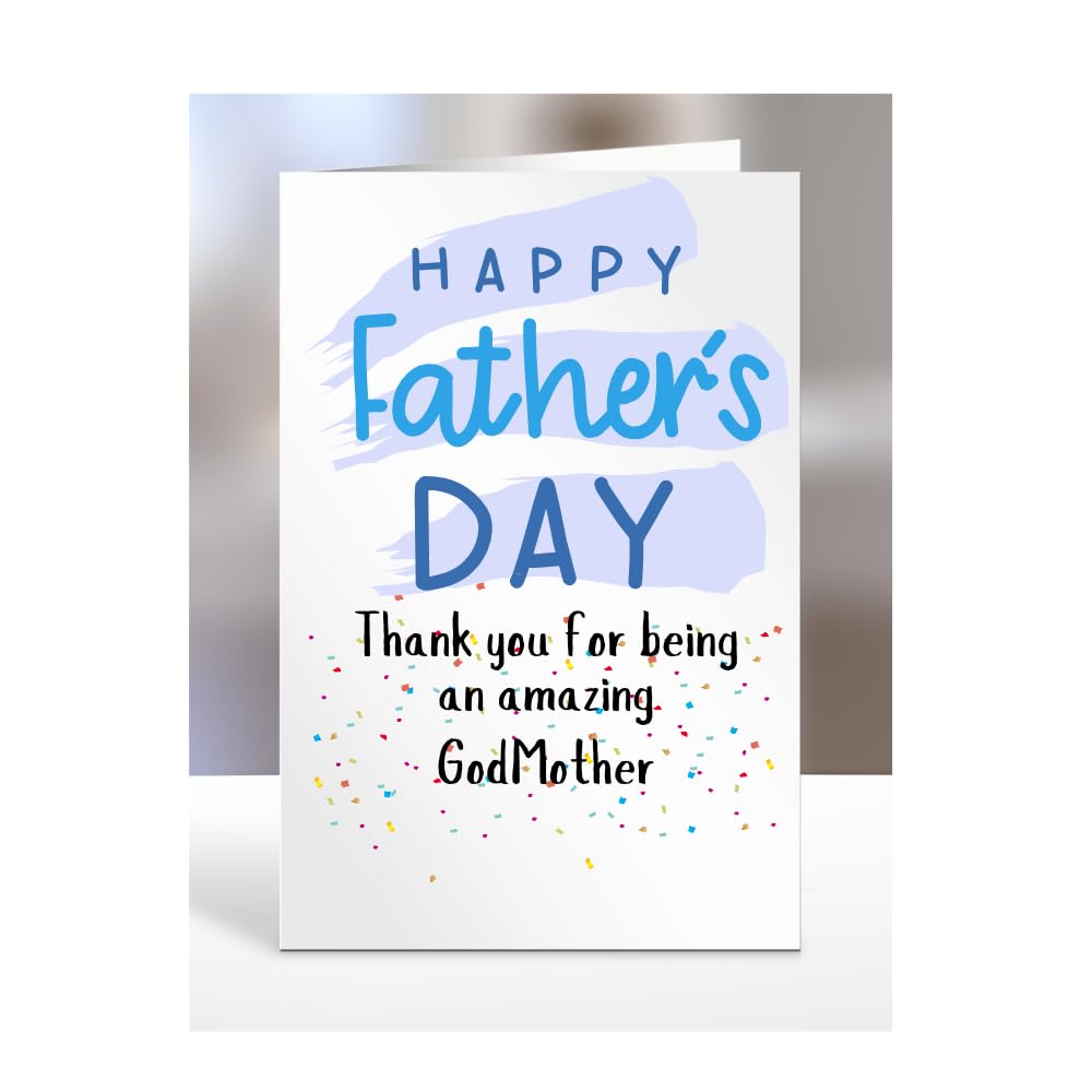 Thank you for being an amazing, Happy Father's Day Card for GodMother, gifts for men, women, him, her, boy, girl, female, male, presents, from, A5-251_100