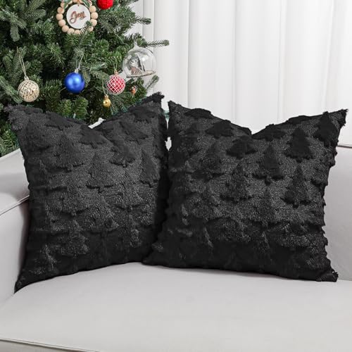 Lewondr Weihnachten Kissenbezug 45x45 cm, Satz von 2 Kunstpelz...