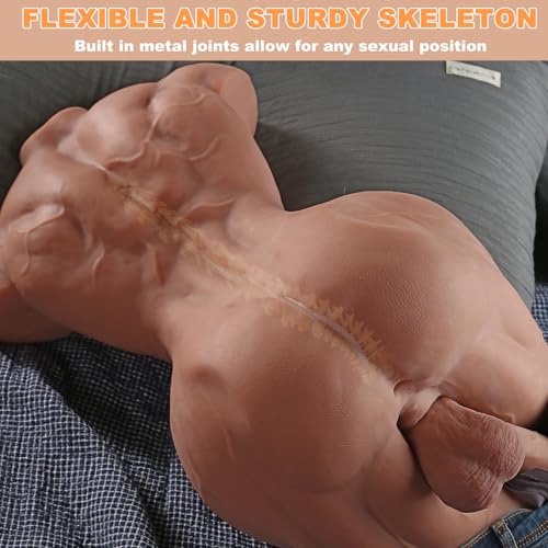 Image of 36LB Muscular Man Male Sex Doll for Women with 7.8in Flexible Huge Dildo, Realistic 3D Muscular Male Torso Sex Toy with Tight Anal for Men Gay Couple, Big Penis for Female Masturbation