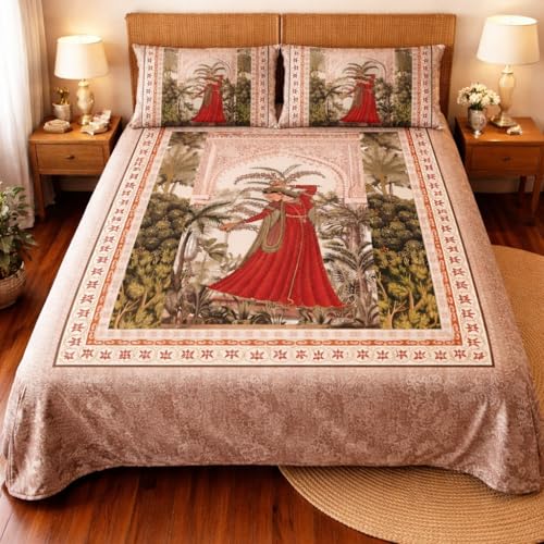 Image of DECORUM Premium 7D Digital Printed Cotton BEDSHEET (90 X 100) Inch with 2 King Size Pillow Covers - HIGH-Definition Design & Superior Comfort (Heavy Quality) BEDSHEET