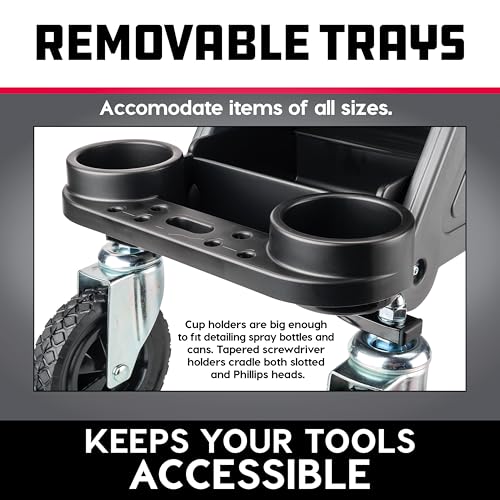 Powerbuilt Big Wheel Rolling Seat, Off-Road Series, Locked in Tool Trays, Heavy-Duty Wheels for Gravel and Rocks - Grey 642965ECE by Powerbuilt - Image 4