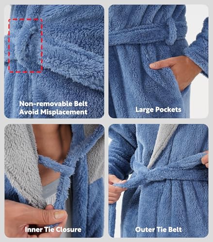Image of DAVID ARCHY Men's Soft Fleece Plush Robe Full Length Long Bathrobe