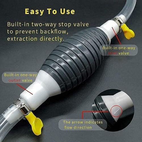 Image of Manual Oil Pump with 6.5 Feet PVC Pipe - Multifunction Fuel Transfer Siphon Pump for Gasoline, Diesel, Water & Fish Tank Exchange | Hand Suction Pump for Car, Bike, Aquarium and Emergency Use