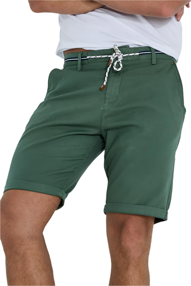 snitch Green Plain Linen Regular Fit Shorts-picture-32