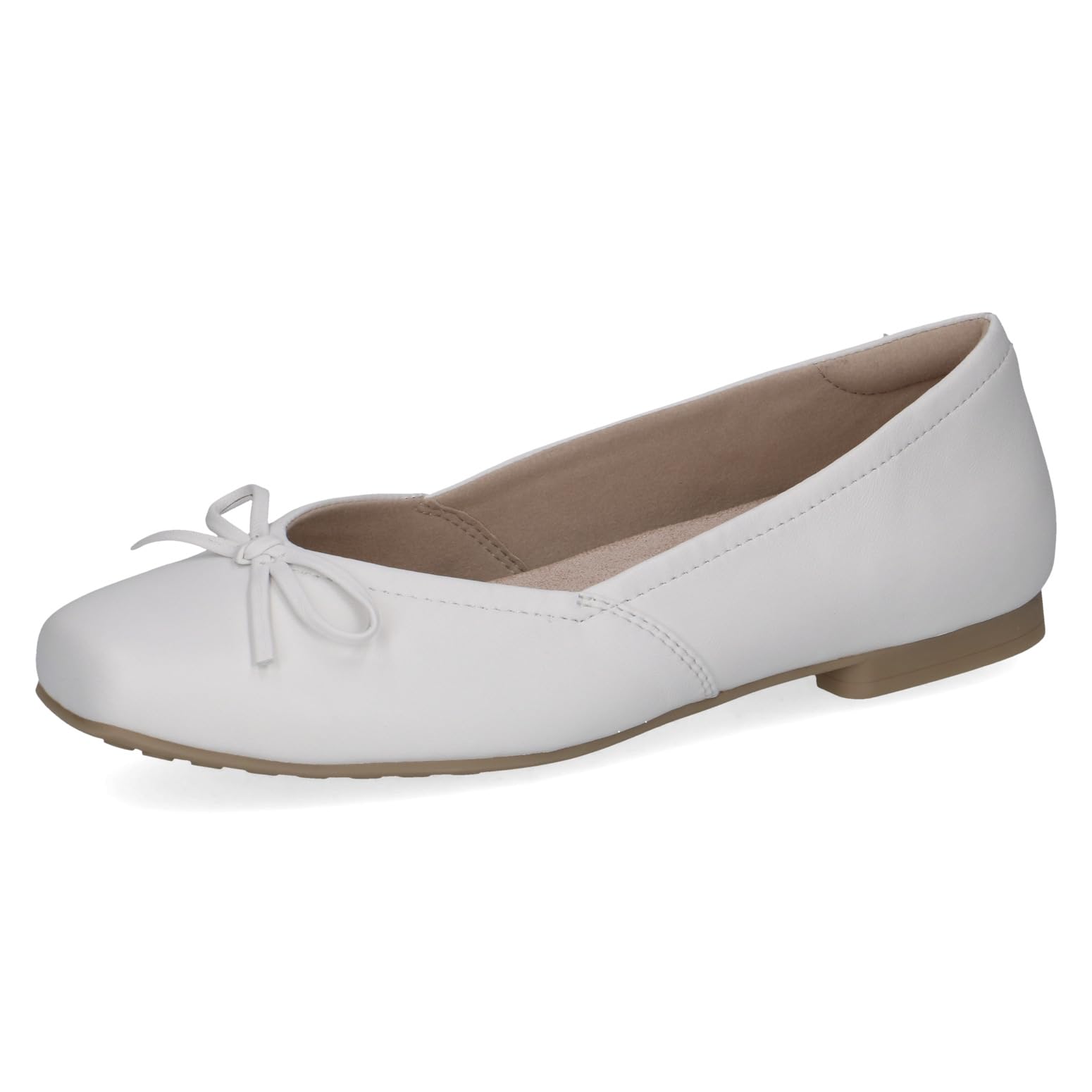 CAPRICE Women's Ballet Flats in Leather, White (White SOFTNAP.), 6 UK