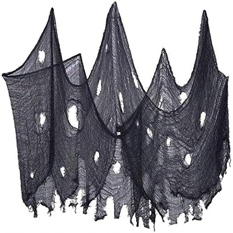 HAOYUNTE Halloween Creepy Cloth, Spooky Giant (40 x 236 in) Cheese Cloth Tapestry for Halloween Party Supplies Decorations Outdoor Yard Home Wall Decor, Black Cover