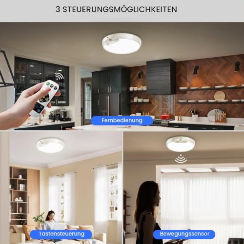 Homelist LED-Deckenleuchte mit Bewegungsmelder, 8000mAh Akku, 2 Stück – Ansicht 6
