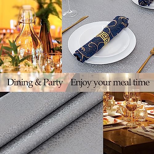 Jeloris Round Waterproof Vinyl Tablecloth, Stain Resistant Heavy Plastic Tablecloth, Wipeable Spillproof Oil-Proof Vinyl Table Cover for Kitchen, Dining, Parties, Wedding (62 inch, Grey) by Jeloris - Used condition - Image 6