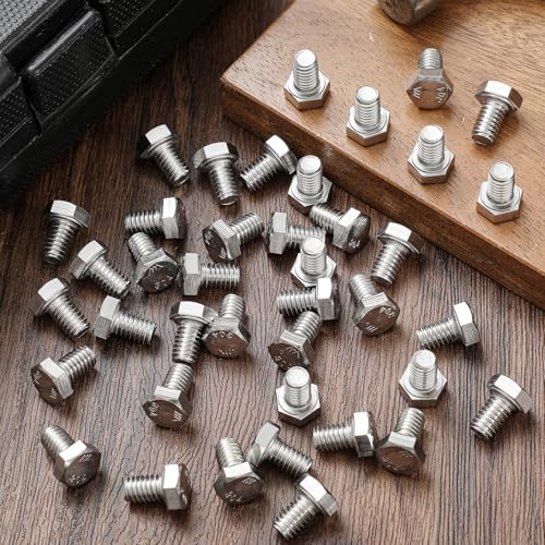 Image of Zonon 50 Pcs 5 /16-18 x 1 /2 inch Hex Head Screw Bolt 18-8 (304) Stainless Steel Hexagon Bolts, Fully Threaded, Plain Finish, External Hex Drive (Silver)