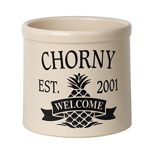 Whitehall Personalized “Welcome” Pineapple Stoneware 2 Gallon Crock (Black)
