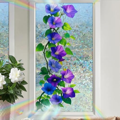 Image of Nuxovilar Crescent Blue Purple Morning Glory Window Film 17.7x39.4 PVC