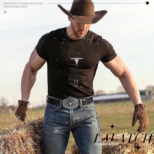 Image of Bolo Tie for Women Men, Western Bolo Tie Rodeo Cowgirl Cowboy Tie Bolo Ties Cowboy Accessories for Men Women