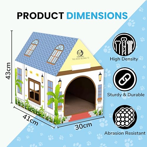 Image of Foodie Puppies Cardboard Scratch Pads with Catnip for Cats and Kittens - (Cottage Scratcher) | Cat Play House for Indoor, Cats Corrugated Scratcher Box for Furniture Protection