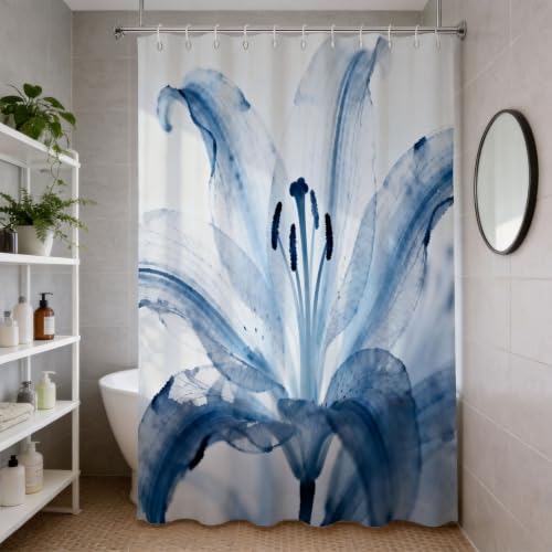 Rideau de douche anti moisissure imperméable en polyester lys 3D - 4