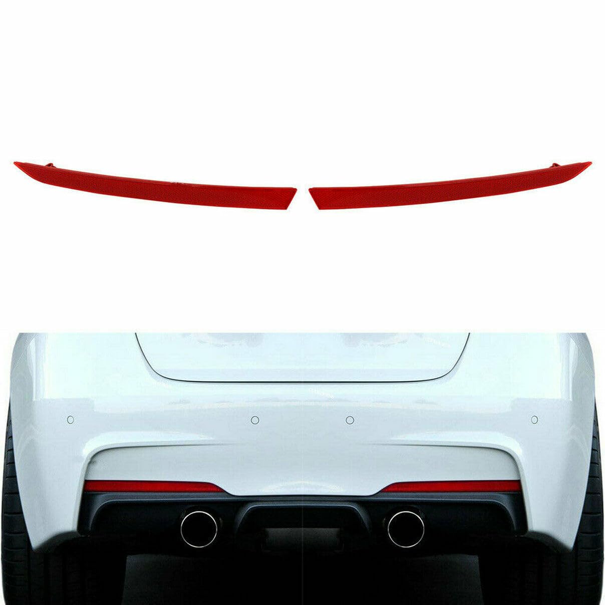 Rear RH & LH Right + Left Side Bumper Reflector for BMW 3 Series F30 F31 M Sport 320i 320iX 328d 328dX 328i 328iX 330e 330i 330iX 335i 335iX 340i 340iX 2012-2019, (Red)