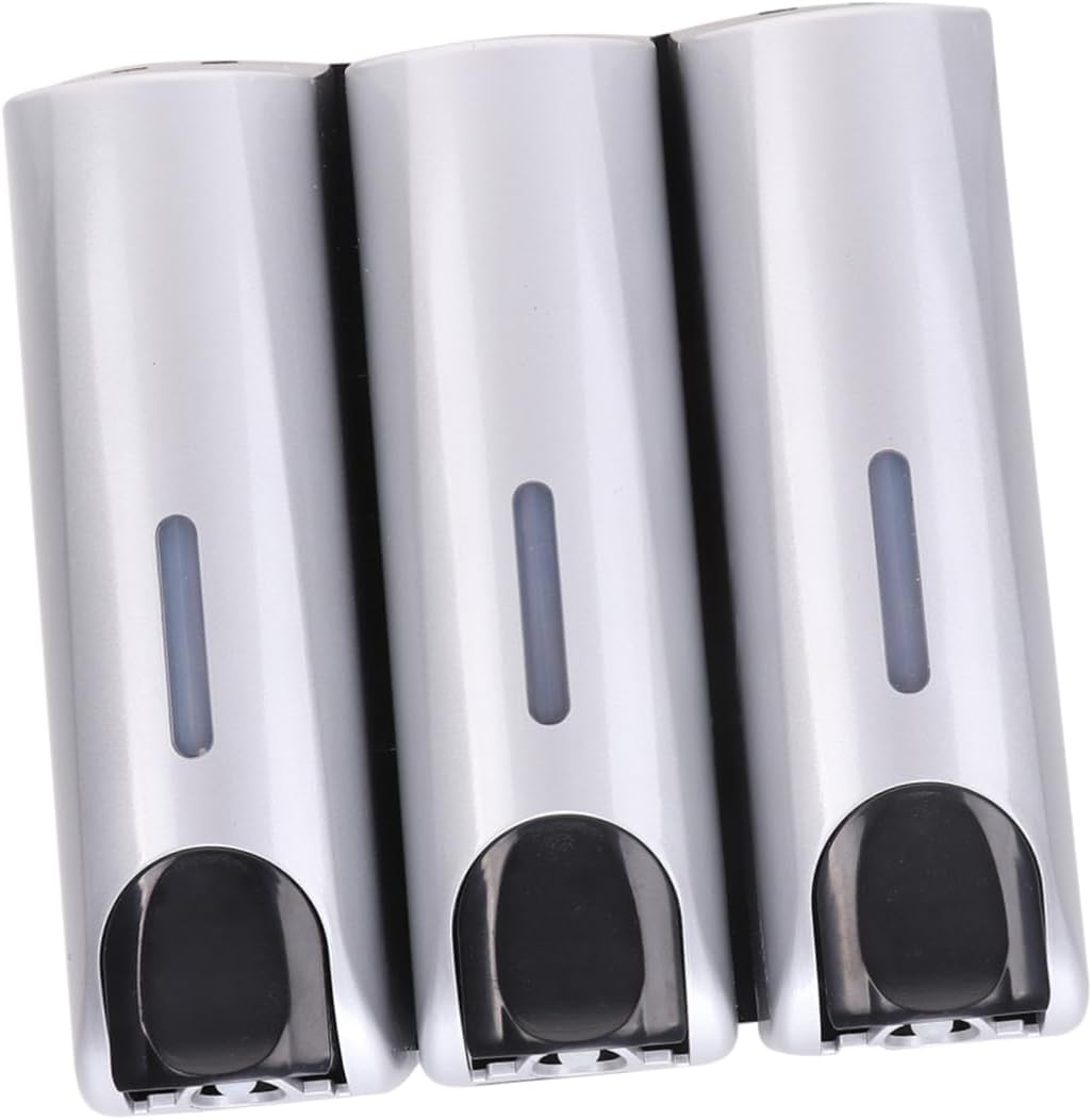 Ciieeo Three-Headed Soap Dispenser Wall Mount Liquid Soap Pump for Bathroom Metal Plastic Easy to Clean Install
