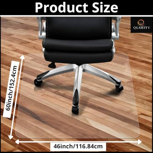Image of Qlarity Covers Office Chair Mat for Hardwood, Tile & Laminate Floors | Frosted Floor Protector | Anti-Slip, Scratch Protection, Smooth Rolling | 2mm, 46 x 60 Inch, Rectangular | Transparent PVC