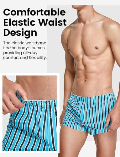 Men's Sexy Low Rise Boxer Shorts Classic Stripe Boxer Briefs Casual Sleep Lounge Bottoms Shorts Underwear2