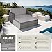 tectake Sofa Set - 2 Sitzer Sessel mit Hocker und Schlaffunktion, kleine Rattan Couch als Outdoor Gartenmöbel, wetterfest für Lounge, Balkon und Garten, klappbar mit Polstern