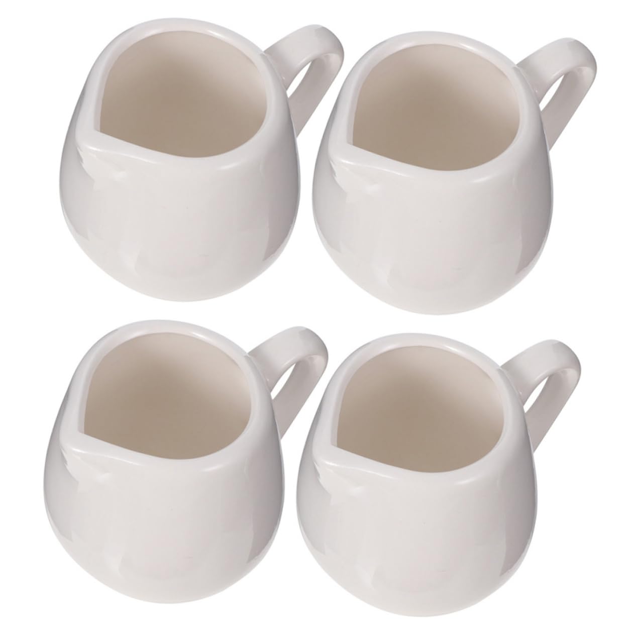CONGARTENO 4 Pcs Sauce Spoon Milk Dispenser Kitchen Pouring Jugs Coffee Creamer Cream Cups for Coffee Honey Dispenser Large Coffee Mugs Mini Dipping Bowl Milk Pitcher Cup Cyrup Ceramics White