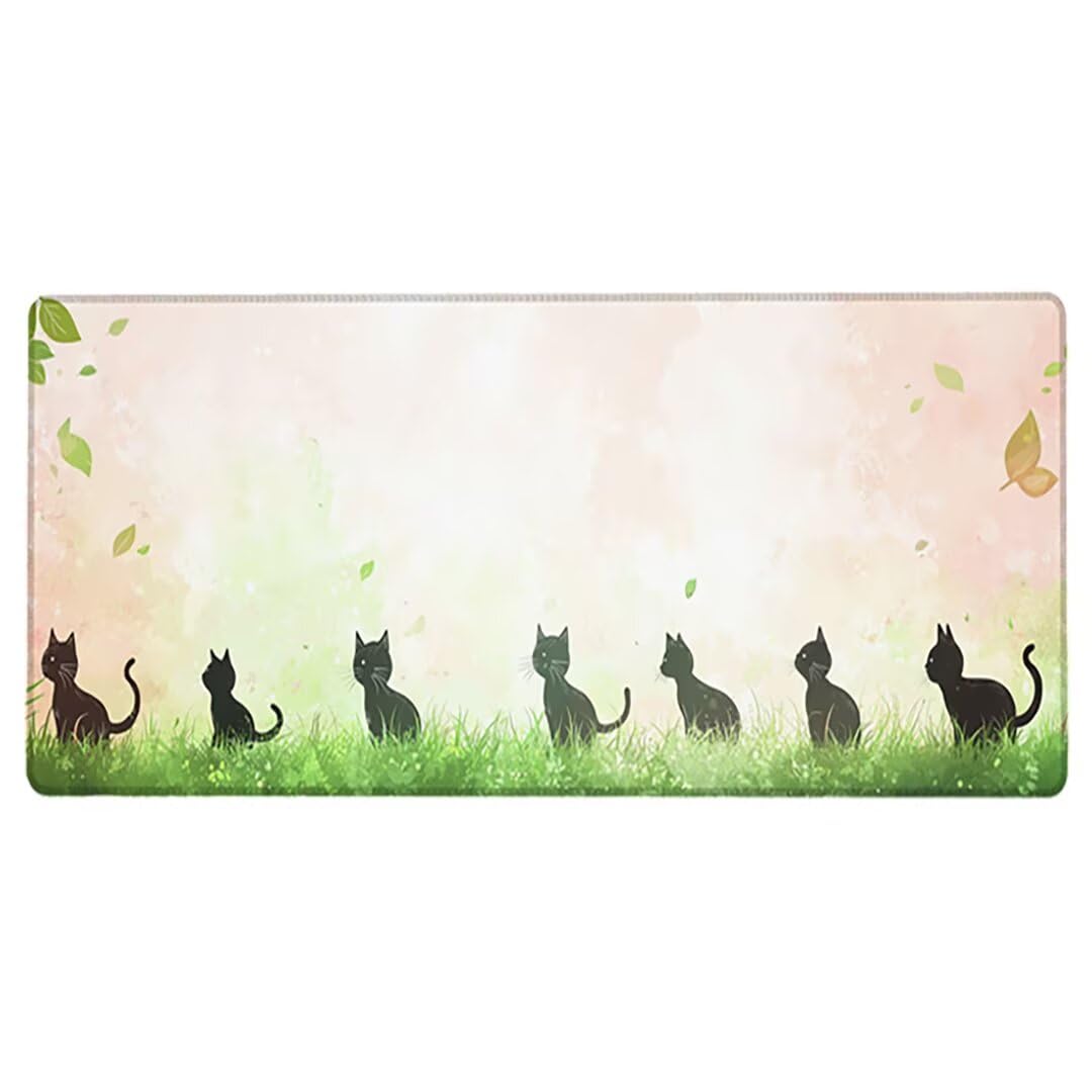 Podkładka pod mysz XXL Cat - 1400x600x3mm - Duża mata na biurko z przeszytymi krawędziami Wodoodporna antypoślizgowa do komputera, laptopa poprawia precyzję i szybkość. -36718