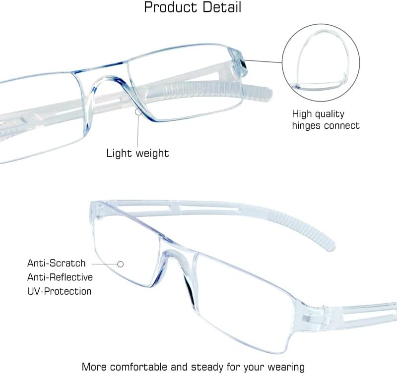 VisionGlobal 8 Pairs Reading Glasses, Blue Light Blocking Glasses, Computer Reading Glasses for Women and Men, Fashion Square Eyewear Frame (4color+4clear,+3.25 Magnification)