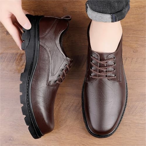 Men's Dress Shoes Autumn Leather Lace up Large Toe Elevated Formal Business Casual Oxfords for Work Wedding2