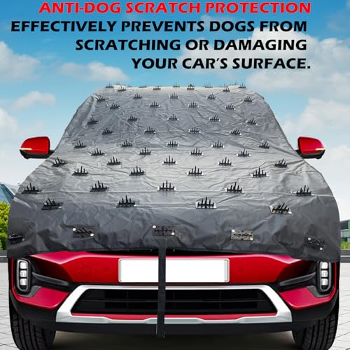 Image of Car Protection Cover 12ft Length 55 Inch Width from Dogs, Pets and Animal Complete Protection Car Cover for Both roof and Bonnet Attach Full Universal Sedan Hatchback Cars