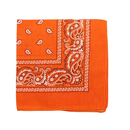 Motique Accessories 22 Inch Cotton Paisley Bandana - Orange