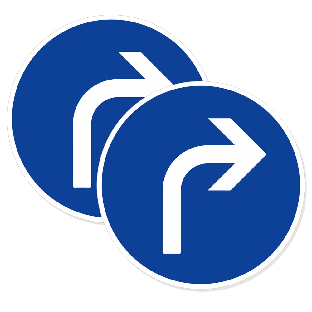 Pack of 2 Right Turn Direction Sign Stickers(150 mm) with Waterproof - Traffic Rule Stickers #TR089 Stickers Limited
