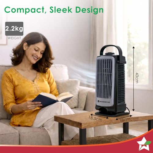 Image of Wonderchef Tornado Portable Fan, For Home and Office Tabletop, 3 Speed Settings, 2kg Mini Portable Fan, Low Power Consumption, Child Safe, 1-Yr Warranty