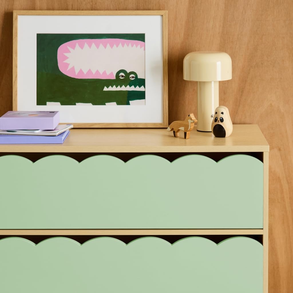 Cassettiera per bambini effetto legno 3 cassetti Verde - 80x30x79 cm