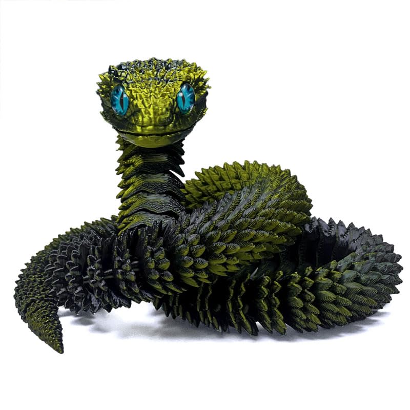 Binvin 3D Printed Animals-Snake Viper,3D Printed Snake Toys Articulated Snake 3D Printed Animals Animal Model Ornaments Creative Funny Toy Festival