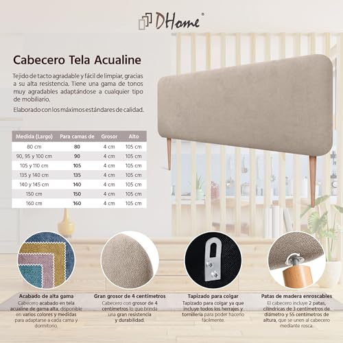 Tête de Lit 140cm Capitonnée Beige Anti-taches DHOME