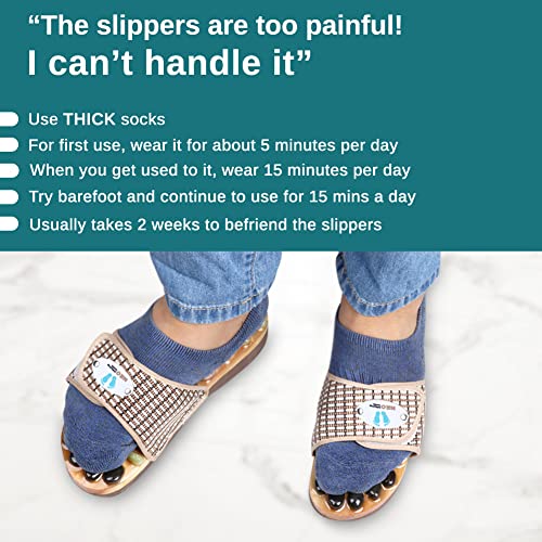 Acupressure Massage Slippers With Natural Stone, Therapeutic Reflexology Sandals For Neuropathy Acupoint Massage Shiatsu Foot Pain Relief Gifts For Wellness, Men 6.5-7 / Women 7.5-8.5 Feet Size #TOP3