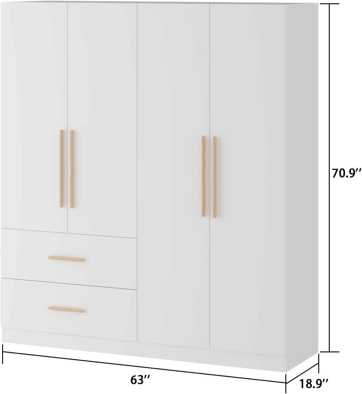 Dimensions of Hitow 4 Doors Wardrobe Armoire Closet