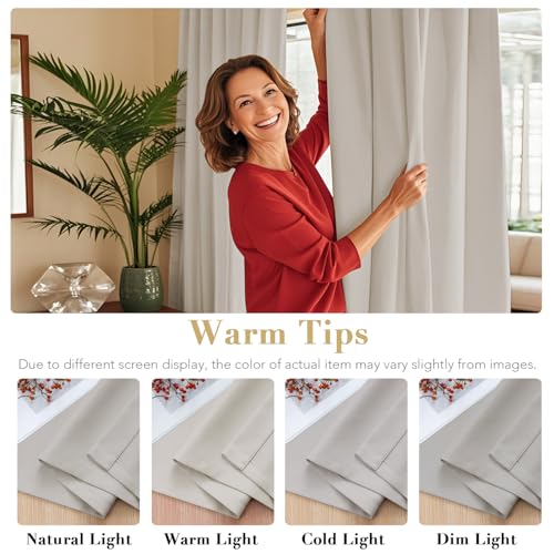 Image of H.VERSAILTEX Blackout Curtains Thermal Insulated Window Treatment Panels Room Darkening Blackout Drapes for Living Room Back Tab /Rod Pocket Bedroom Draperies (2 Panels, Stone, 42 x 63 Inch)