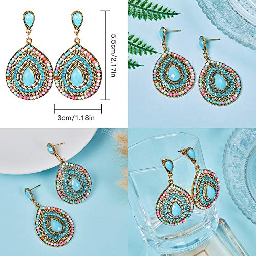 4 Pair Bohemian Vintage Earrings Dangle Drop Earring Jewelry Accessories for Women Supplies3