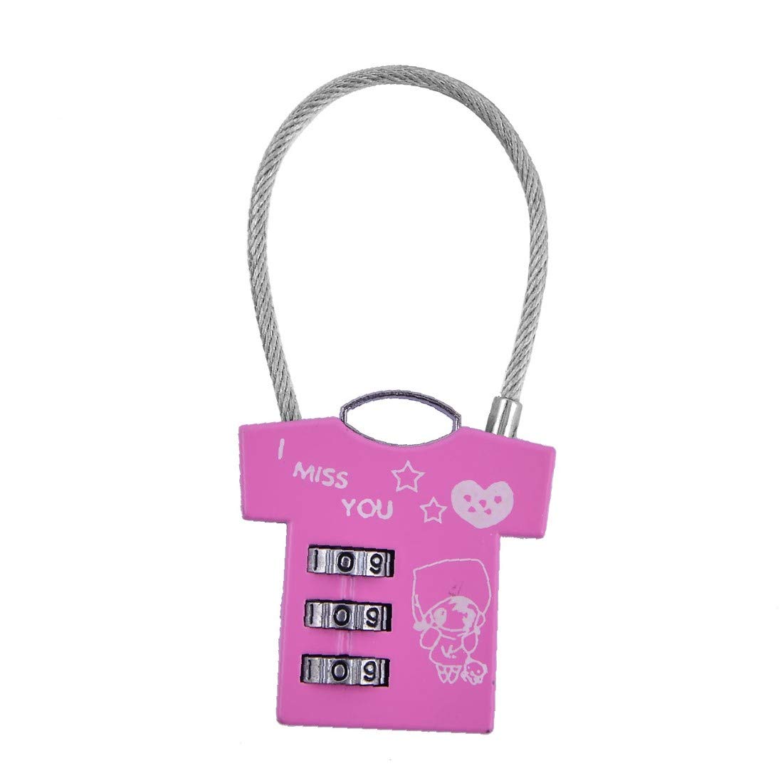 ZF4KPYLuggage Suitcase Bag 3 Digits Combination Padlock Code Password Lock Fuchsia(Maleta de equipaje Bolsa 3 dígitos Combinación Candado Código Contrase?a Bloqueo Fucsia