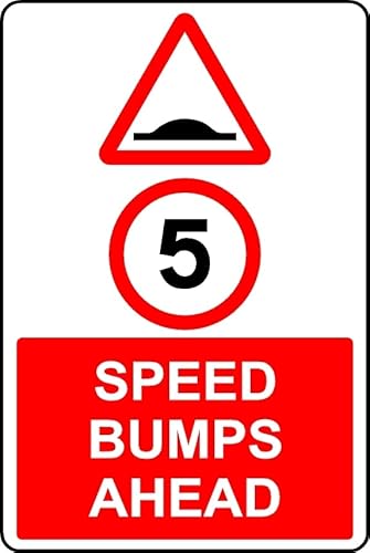 5mph speed bumps ahead safety sign - 3mm Aluminium sign (300mm x 200mm)